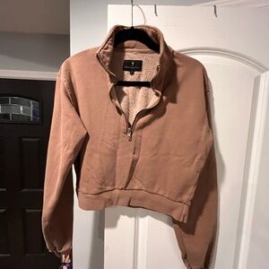 Women's Brown Half-Zip Sweatshirt